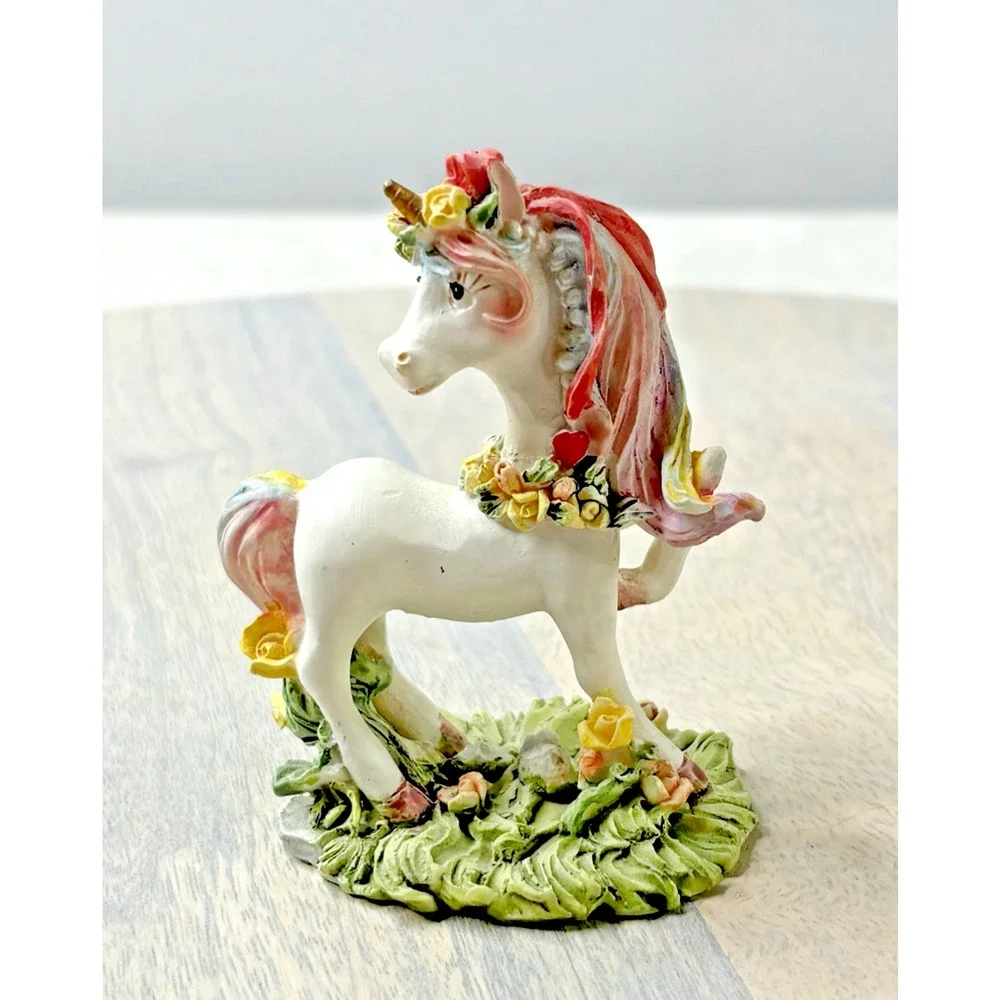 VTG UNICORN RAINBOW MYTHICAL SCULPTURE MINIATURE RESIN FIGURINE - Picture 5 of 8